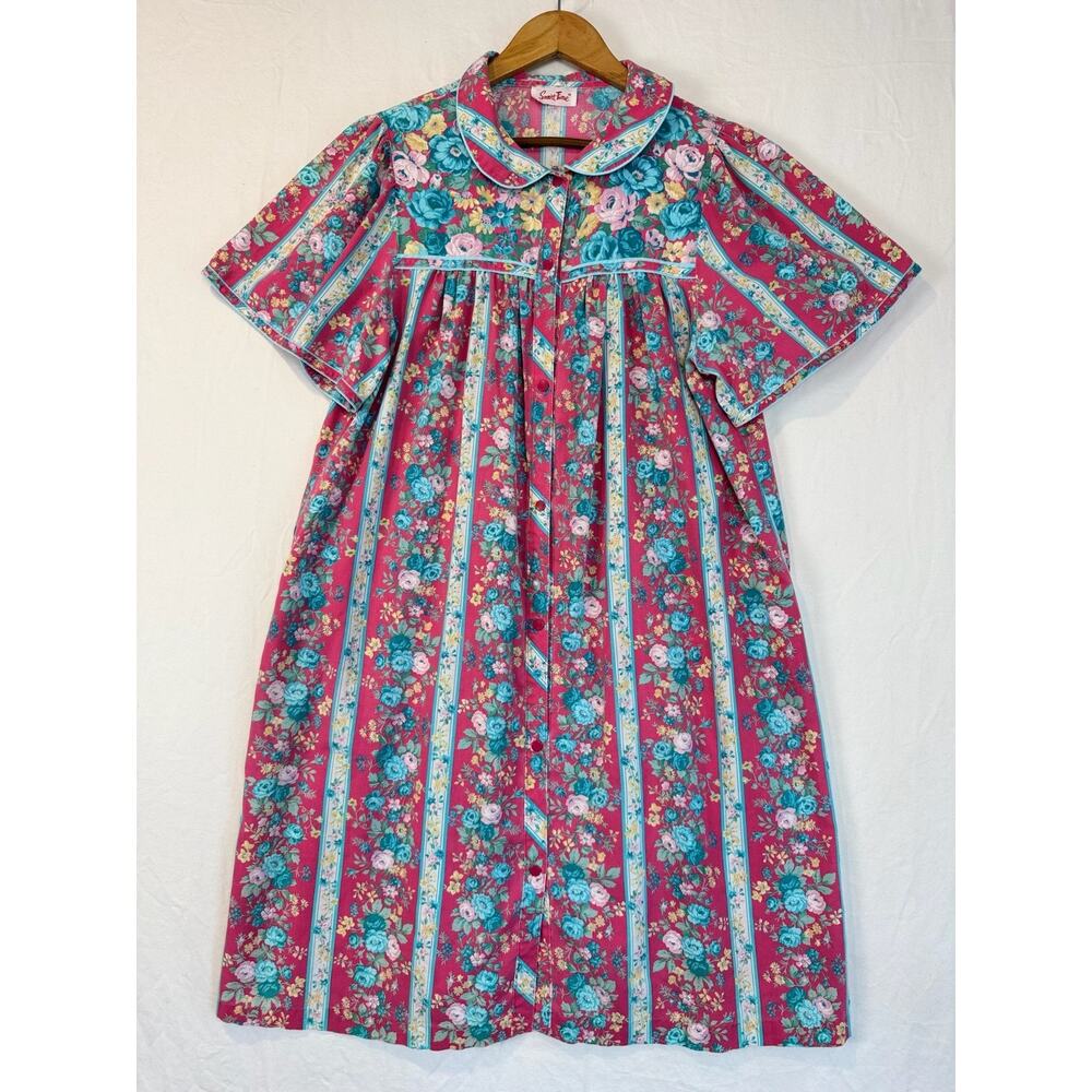 Smart Time‎ Floral House Dress Snap Mumu Cottage Core Mamas Family